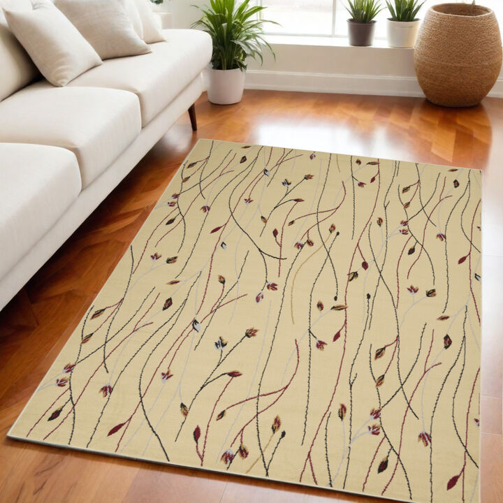 HomeRoots Floral Power Loom Area Rug