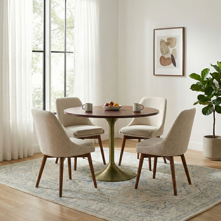 Radford 36 inch Wide Solid Mango Wood Round Dining Table, Burnt Umber