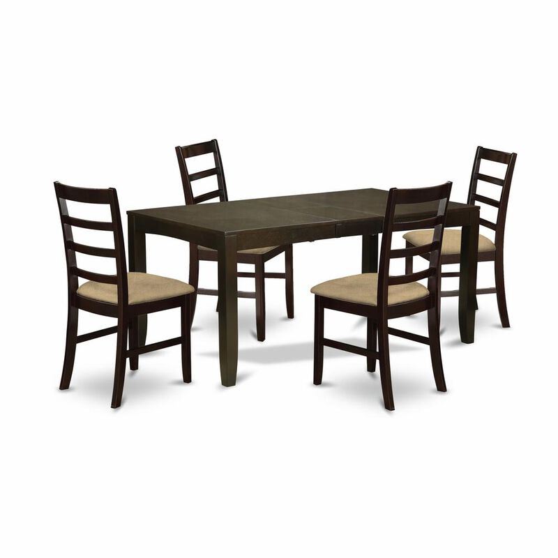5 Pc Dining room set for 4-Table with Leaf and 4 Chairs for Dining room