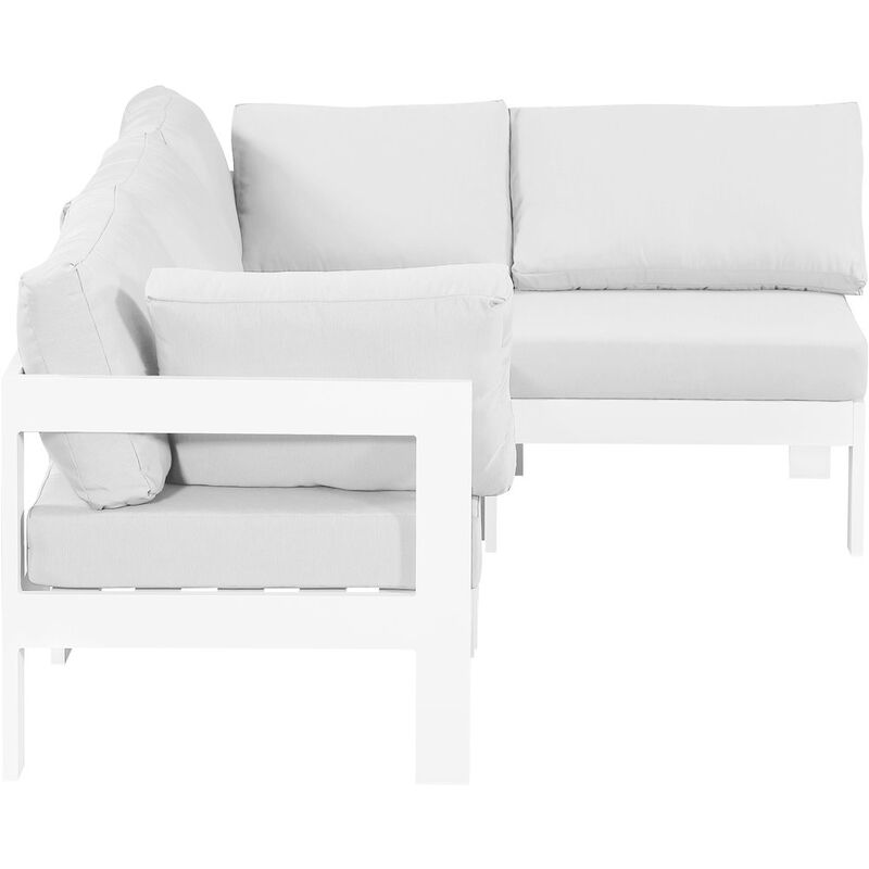 Meridian Furniture Nizuc White Water Resistant Fabric Outdoor Patio Modular Sectional