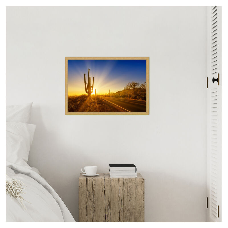 SAGUARO NATIONAL PARK Setting Sun by Melanie Viola Framed Canvas Wall Art