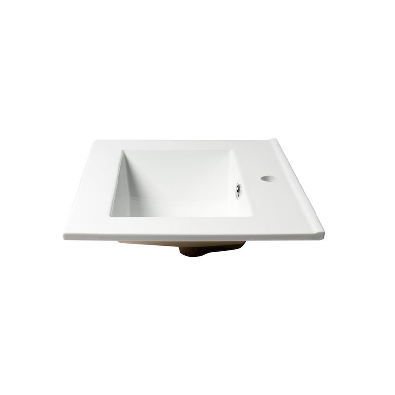 ALFI brand White 25 Rectangular Drop In Ceramic Sink with Faucet Hole