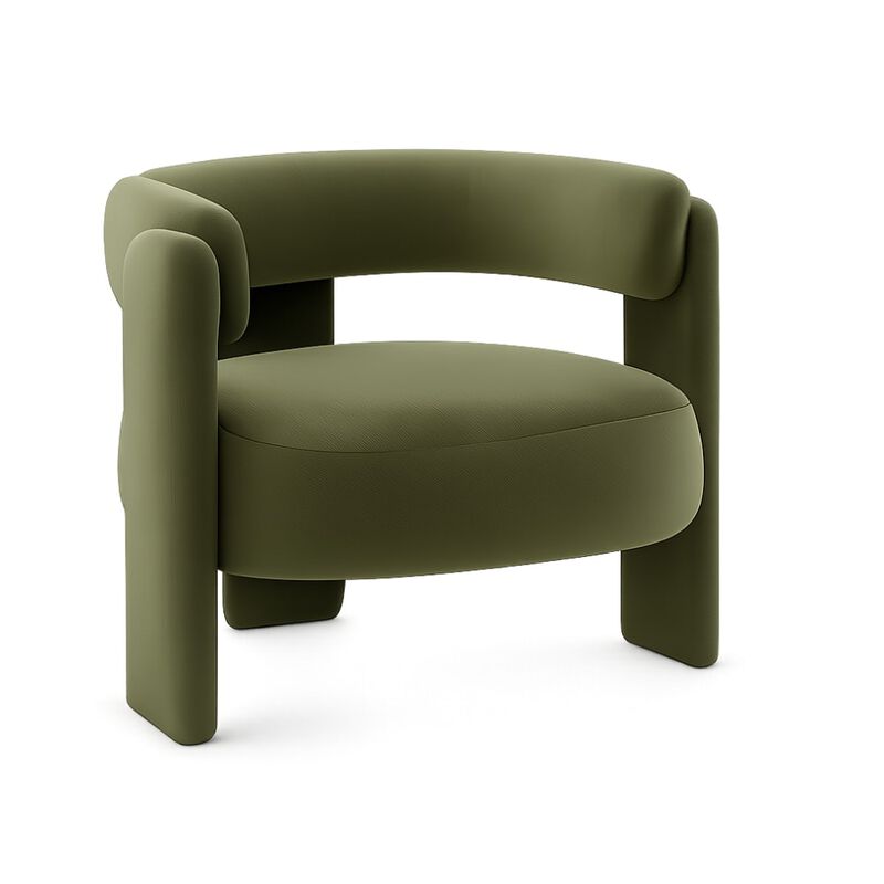 GOODSILO Mid-Century Modern Velvet Accent Chair Comfy Upholstered Single Sofa Armchair for Living Room, Bedroom, Office, and Reading image number 0