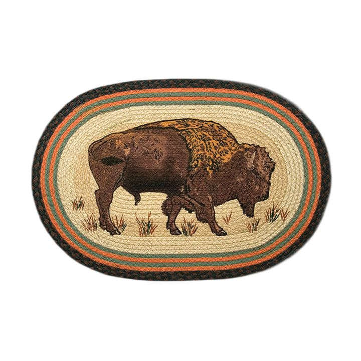 Earth Rugs Op-240 Buffalo Oval Patch 20 X 30