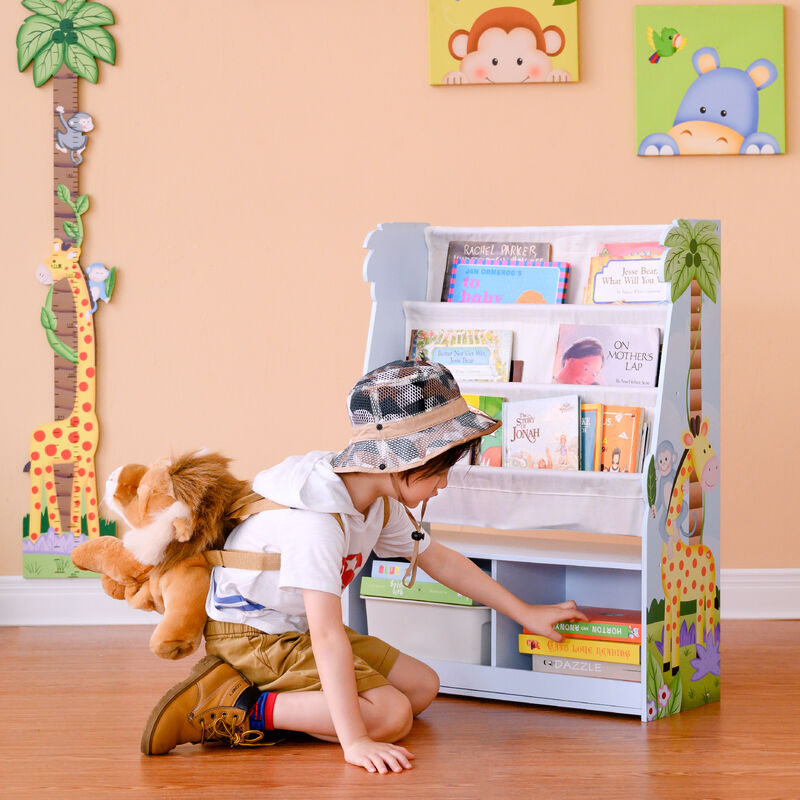 Kids Sunny Safari Display Bookshelf with Storage Drawer, Multi image number 4