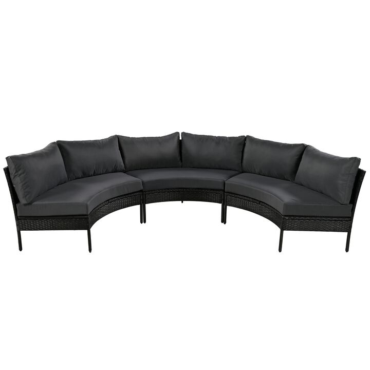 Merax 3 Piece Curved Outdoor Conversation Set Sectional Sofa