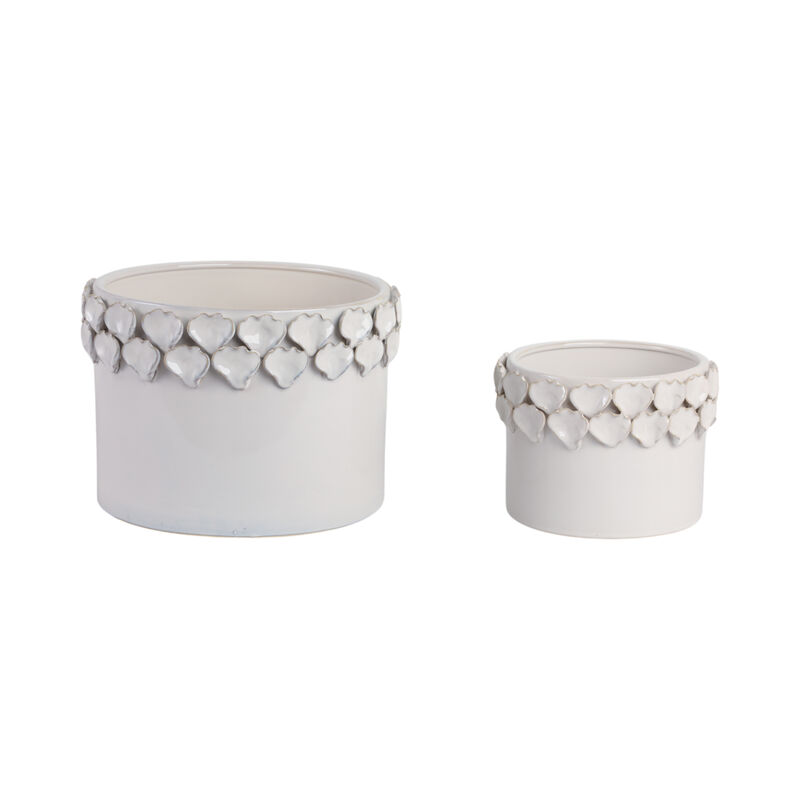 Flower Petal Applique Planters, White set