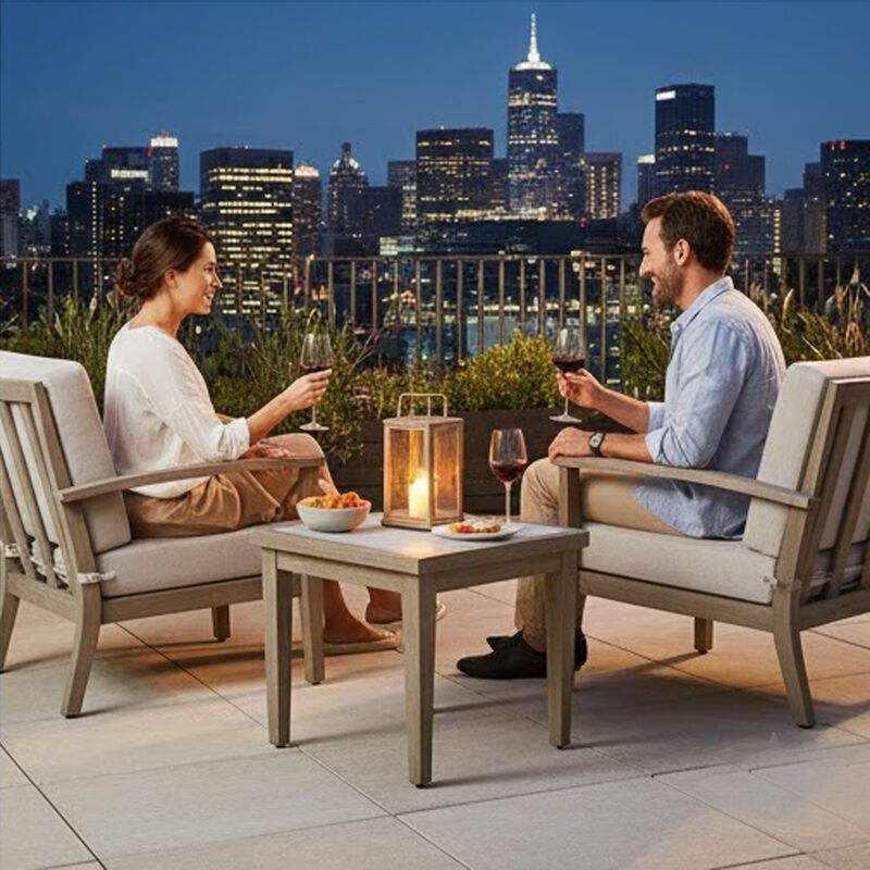 Inaya Outdoor Square End Table, Beige Sintered Stone, 24 Inch Brown image number 1