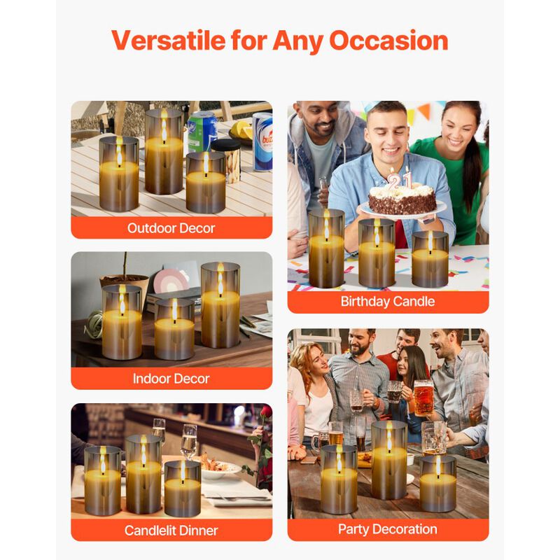 3-Pack Flameless LED Candles with Remote Control, Battery Operated
