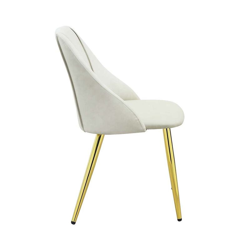 Simple Relax Set of 2 PU Padded Dining Side Chair with Metal Legs in White Finish image number 2