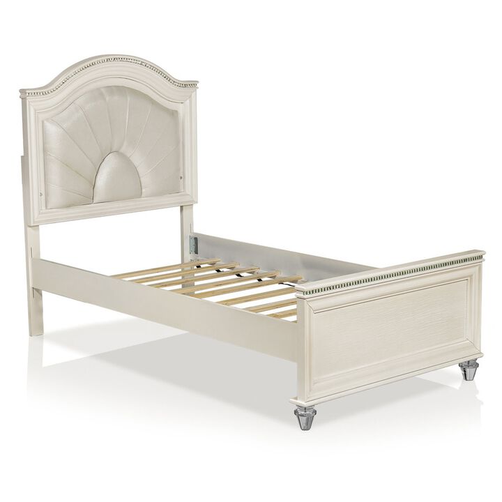 Full Bedroom Set, Pearl White, 2 Piece Set with Nightstand