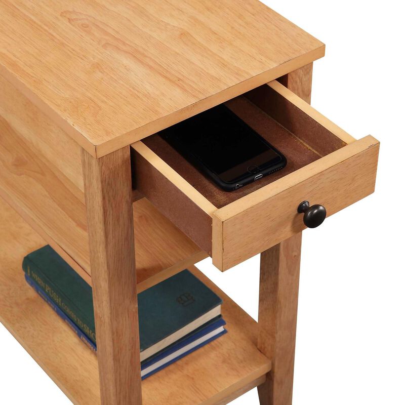 Convenience Concepts American Heritage Chairside End Table with Drawer 23.5"" - Classic Living Room Table with Storage Shelf, Be
