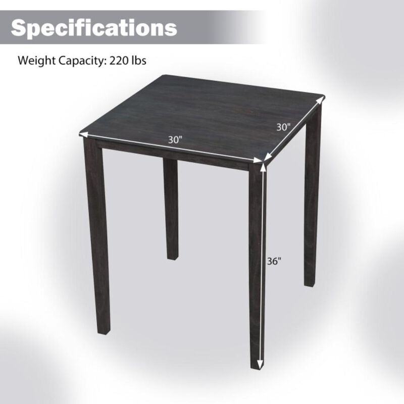 Hivvago Square Dining Table with Solid Wood Frame for 4-Person