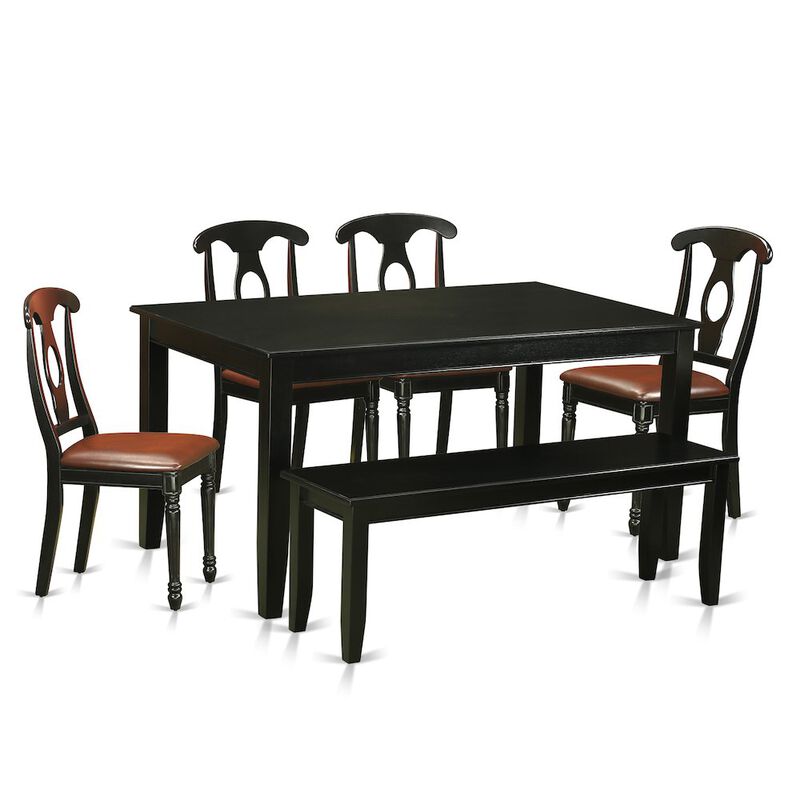 6 Pc Kitchen Table set - Table and 4 Kitchen Chairs coupled with Bench