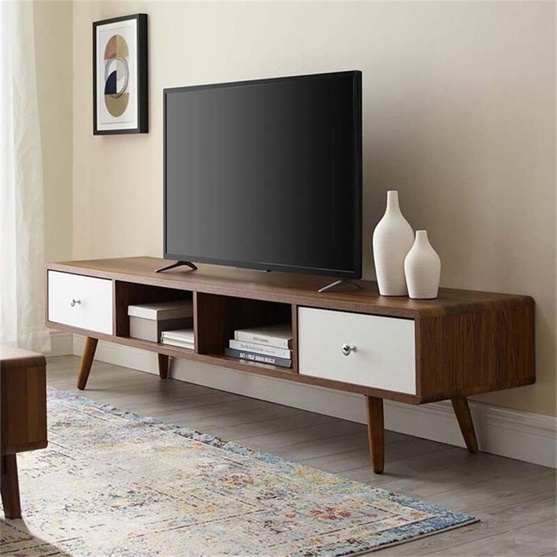 Modway Transmit 70" Media Console Wood TV Stand, 70 Inch, Walnut White image number 1
