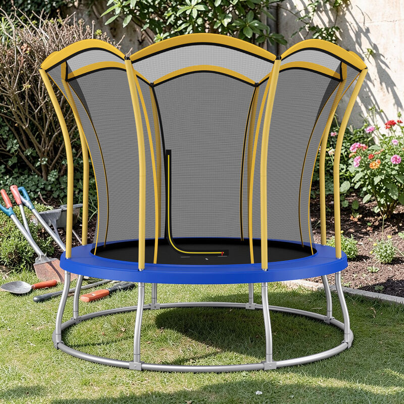 Flower-Shaped Trampoline 96", Outdoor Jumper with Enclosure Net image number 1
