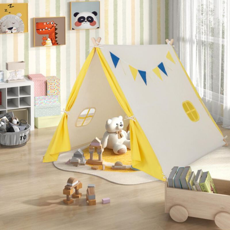 Hivvago Kids Play Tent with Solid Wood Frame Holiday Birthday Gift & Toy for Boys & Girls
