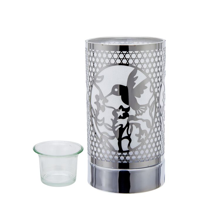 7" Touch lamp/Oil burner/Wax warmer - Silver Hummingbird