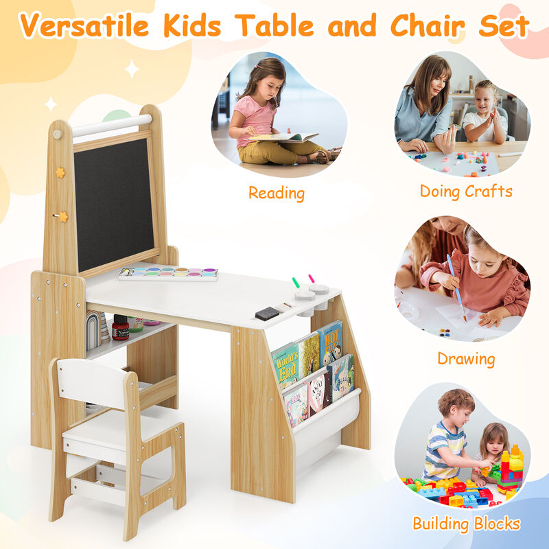 Children&rsquo;s Art Desk and Chair with Easel for Drawing and Reading image number 6