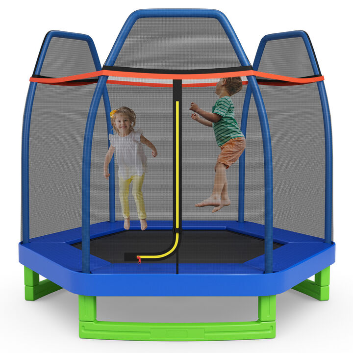 Kids Recreational Trampoline with Jumping Mat and Safety Enclosure