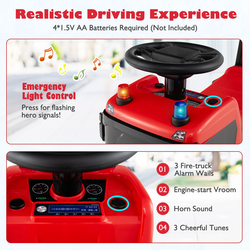 Ride On Push Truck Toy for Kids with Steering Wheel and Music for Playroom image number 4