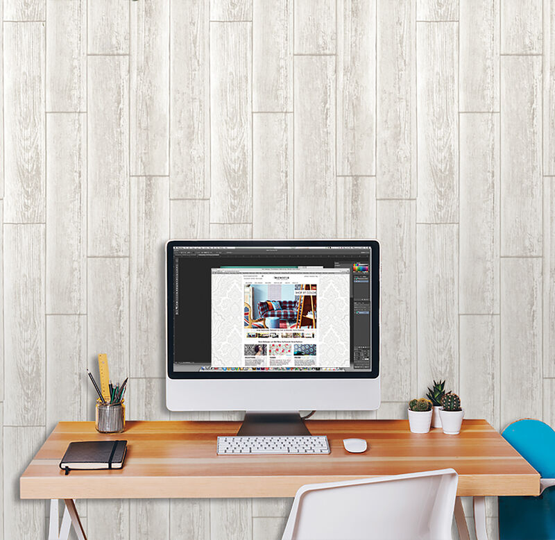 Cream Serene Peel & Stick Wallpaper image number 6