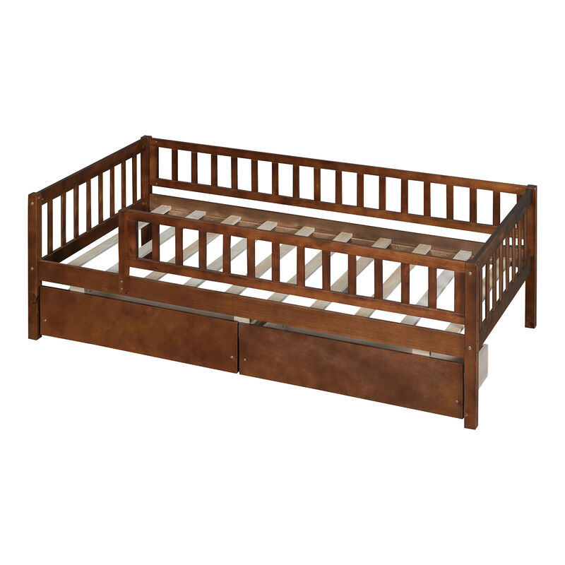 Whisen Twin Size Daybed Wood Bed with Two Drawers image number 4