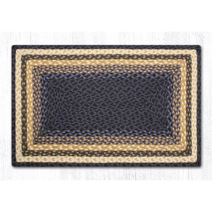Earth Rugs Rc-79 Lt Blue Dk Blue Mustard Oblong Braided Rug 20 X 30