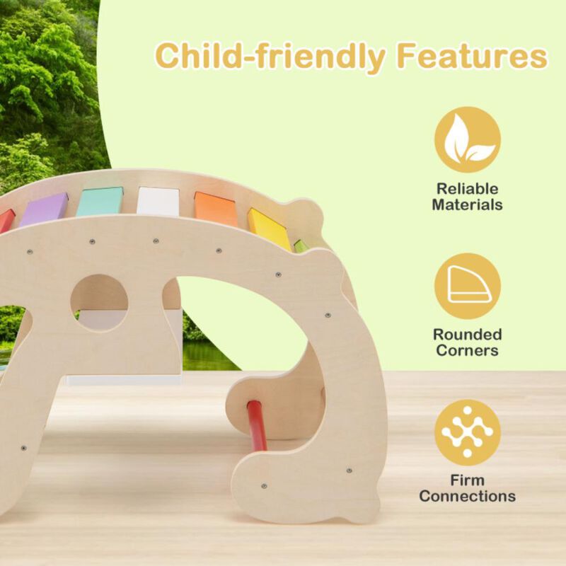 Hivvago 2-in-1 Rocking Horse Arch for Kids Montessori Climbing Toys with Arch Climber