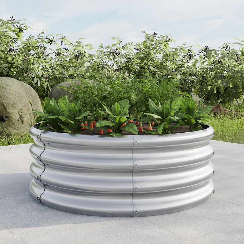 Hivvago Round Shape Metal Raised Garden Bed Herbs and Vegetable Planter image number 2