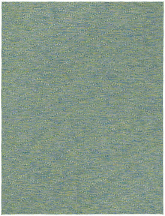 HomeRoots 8' X 10' Blue And Green Geometric Indoor Outdoor Area Rug