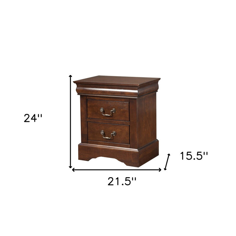 Classic Solid Wood Nightstand &ndash; 2 Drawer Wooden Bedside Storage image number 3