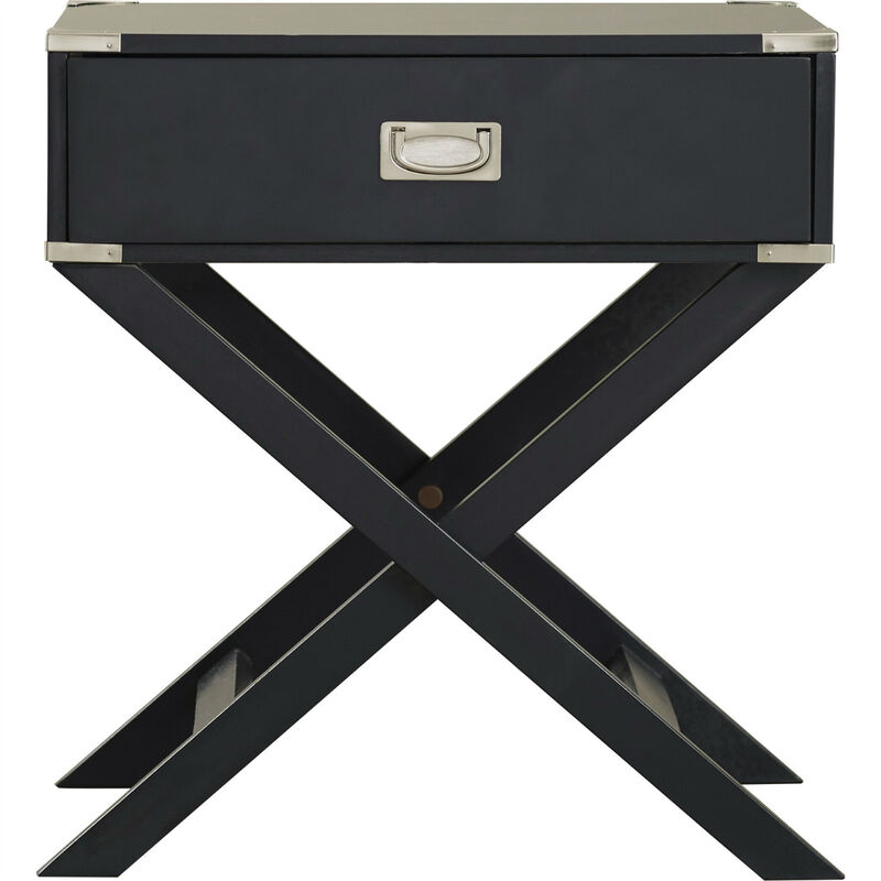 Modern 1-Drawer Nightstand with Cross-Leg Design for Bedroom or Living Room