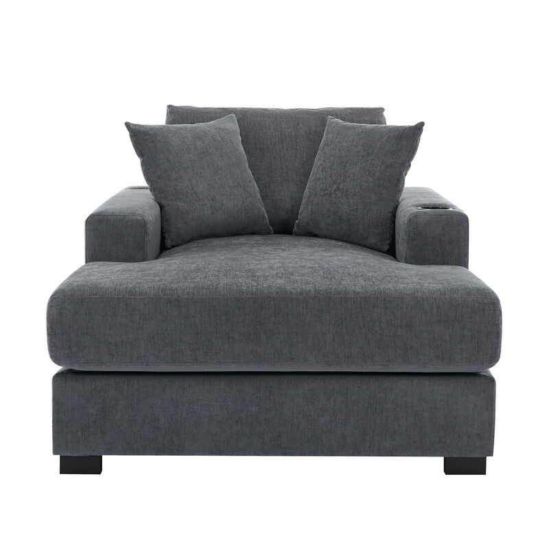Merax Modern Chenille Chaise Lounge Sofa Couch