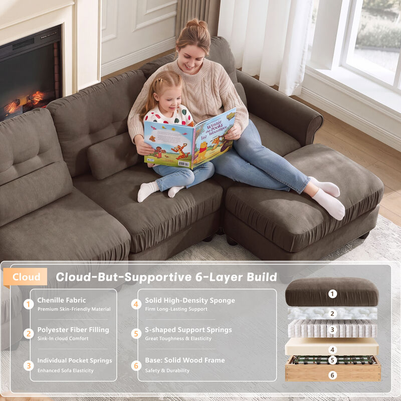 Toxmam Chenille 4‑Seat Modular Sectional Sofa image number 2