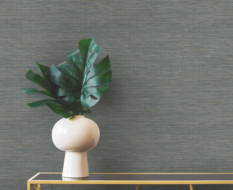 Winn Sapphire Faux Grasscloth Wallpaper