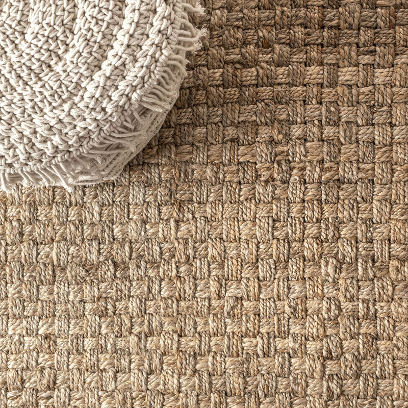 Estera Hand Woven Boucle Chunky Jute Square Area Rug