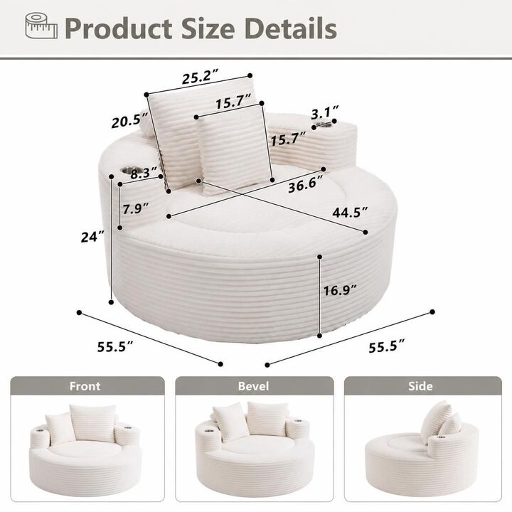 GOODSILO Round Multi-functional Memory Foam Sectional Cloud Sofa Bed Suitable for Small Living Spaces, Apartments and Home Offices