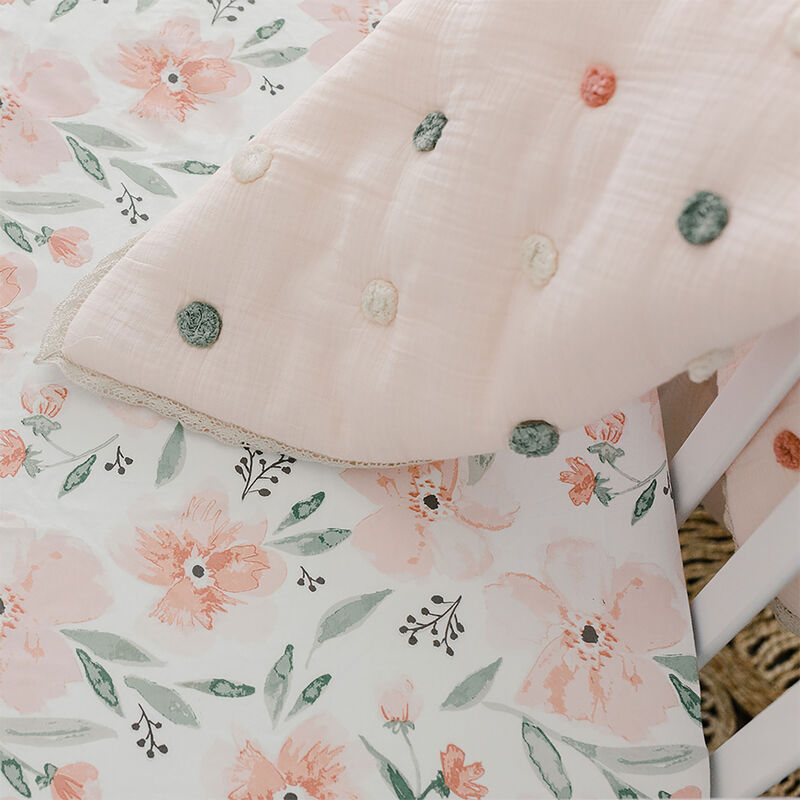 Parker Fitted Crib Sheet (Pink Floral) image number 6