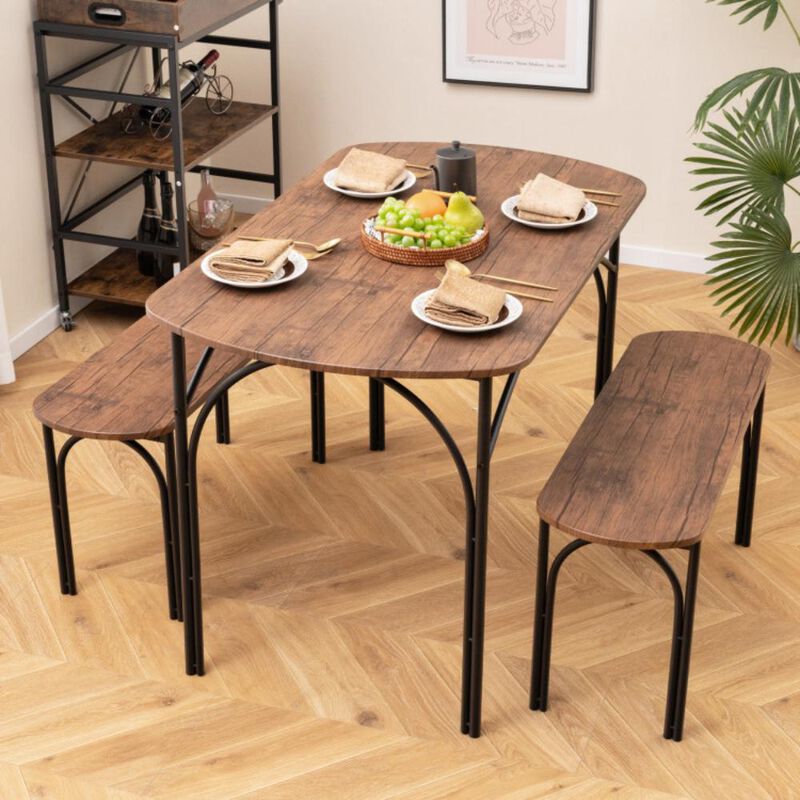 Hivvago 3-Piece Dining Table Set for 4 with Metal Frame