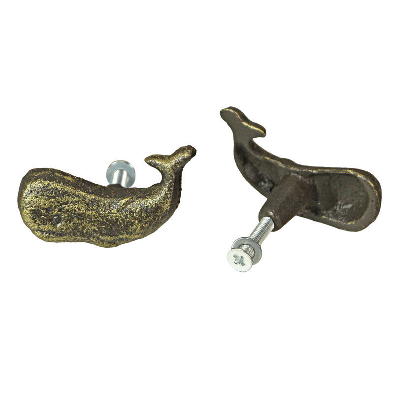 Set of 6 Antique Bronze Finish Cast Iron Whale Drawer Pulls Decorative Cabinet Knobs - Easy Install - Timeless Coastal Charm - Nautical Home Decor 2.25 Inches Long image number 4