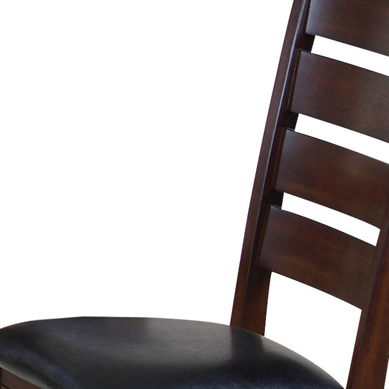Set of Two Faux Leather Upholstered Slat Back Dining Side Chairs for Stylish Spaces