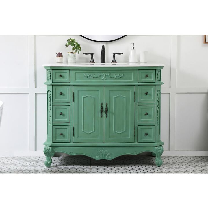 Elegant Kitchen and Bath 42 inch Single Bathroom vanity in vintage mint