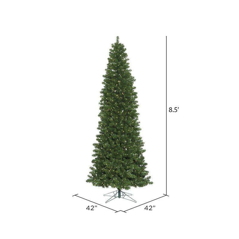 Vickerman 8.5' Oregon Fir Slim Artificial Christmas Tree, Wide Angle Single Mold Warm White LED Lights, Faux Christmas Tree, Seasonal Indoor Home Decor image number 3