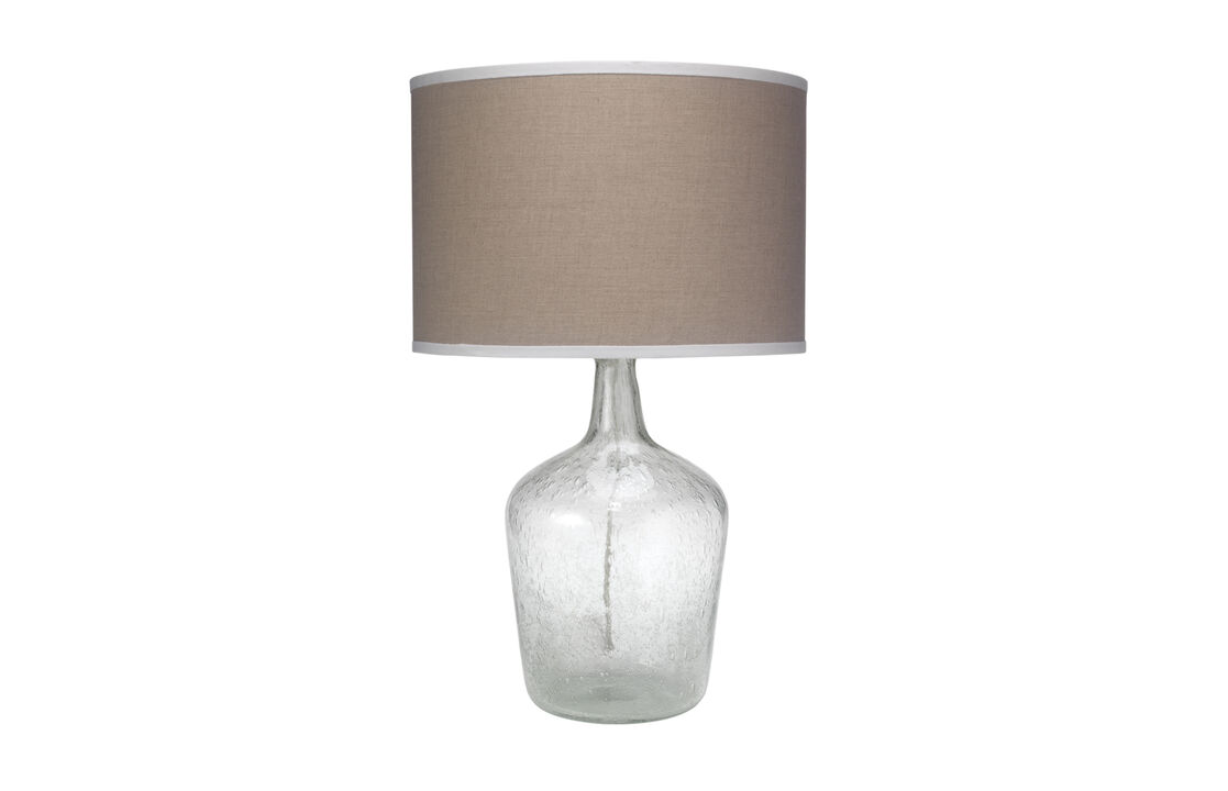 Plum Jar Glass Table Lamp, Trimmed Linen Drum Shade
