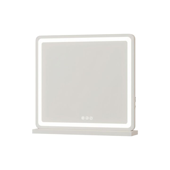 HomeRoots 22" Clear Lighted Freestanding Frameless Makeup Shaving Tabletop Mirror