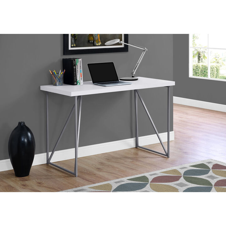 Monarch Specialties I 7376 Computer Desk, Home Office, Laptop, 48"L, Work, Metal, Laminate, White, Grey, Contemporary, Modern