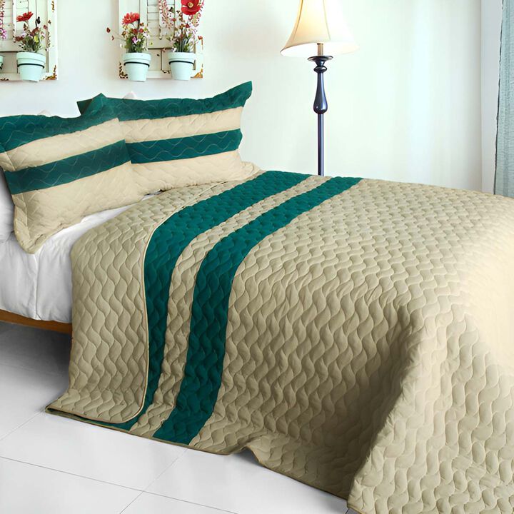 3-Piece Quilted Patchwork Quilt Set Lightweight All-Season Bedding