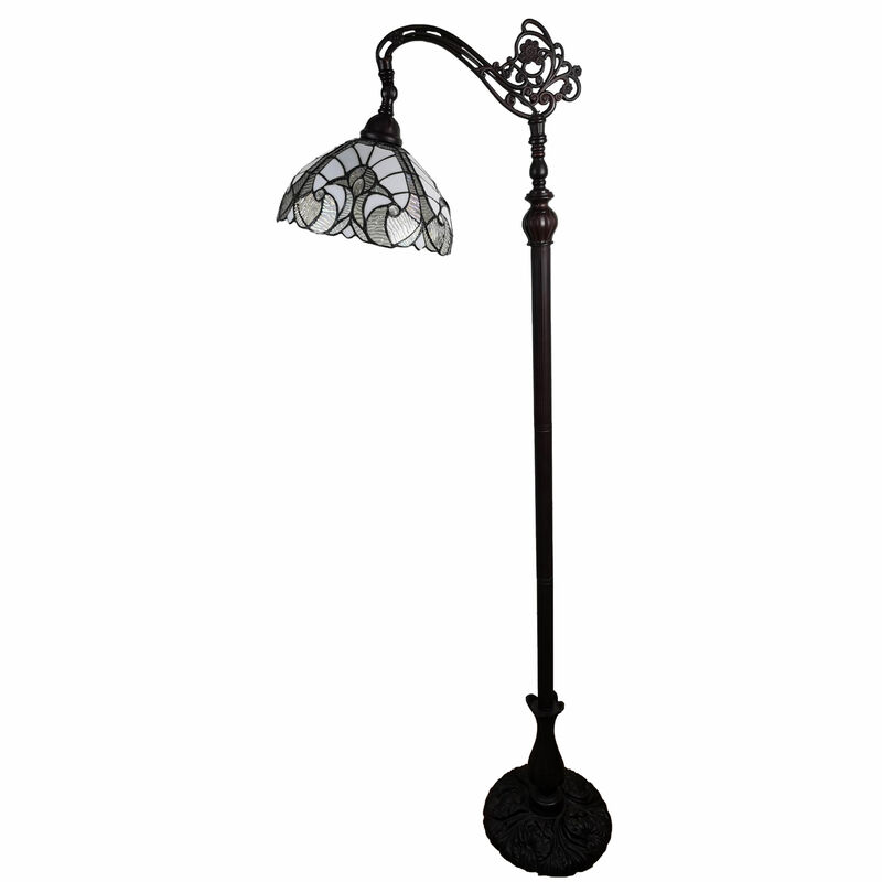 Hivvago 62" Brown And White Floor Lamp With White Glass Bowl Shade