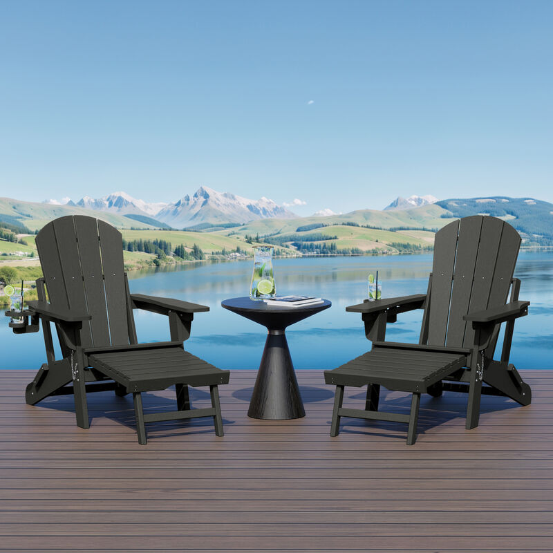 WestinTrends Folding Adjustable Adirondack Chair with Retractable Ottoman and Cup Holder (Set of 2) image number 1
